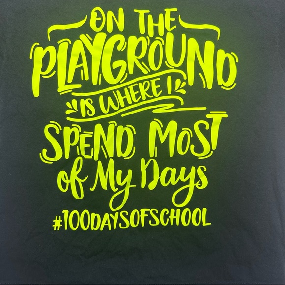 Gildan T-Shirt 100 Days of School Black & Yellow Size Extra Small - Picture 2 of 15